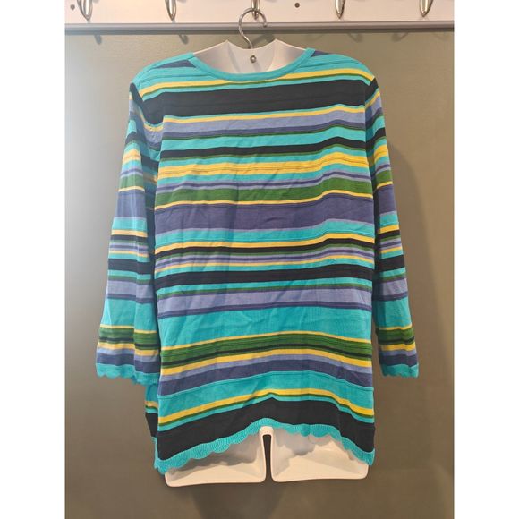 Isaac Mizrahi Live! Fiesta Stripe Button Down Cardigan - Picture 3 of 3